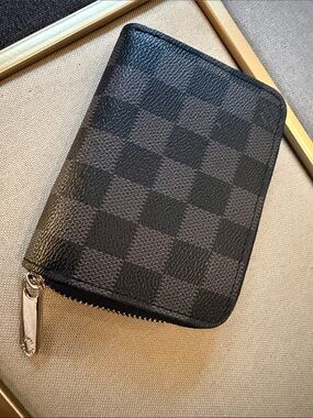 Louis Vuitton Damier Graphite Zip Card Holder Coin Wallet Black Gray